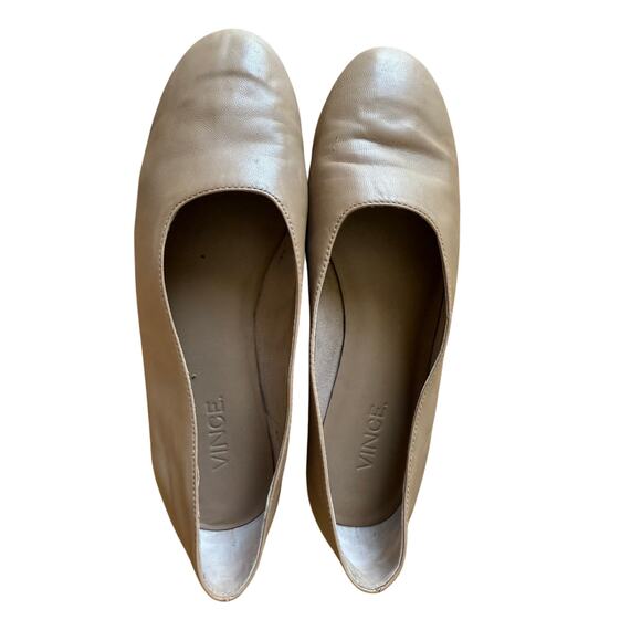 VINCE. Fawn Beige Leather Maxwell Round Toe Slip On Flats Size 6 - Picture 2 of 7